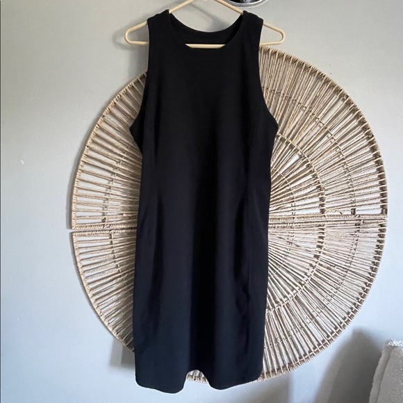 Zella Dresses & Skirts - Zella Athleisure Dress Black ribbed stretch Sleeveless Women's size XL